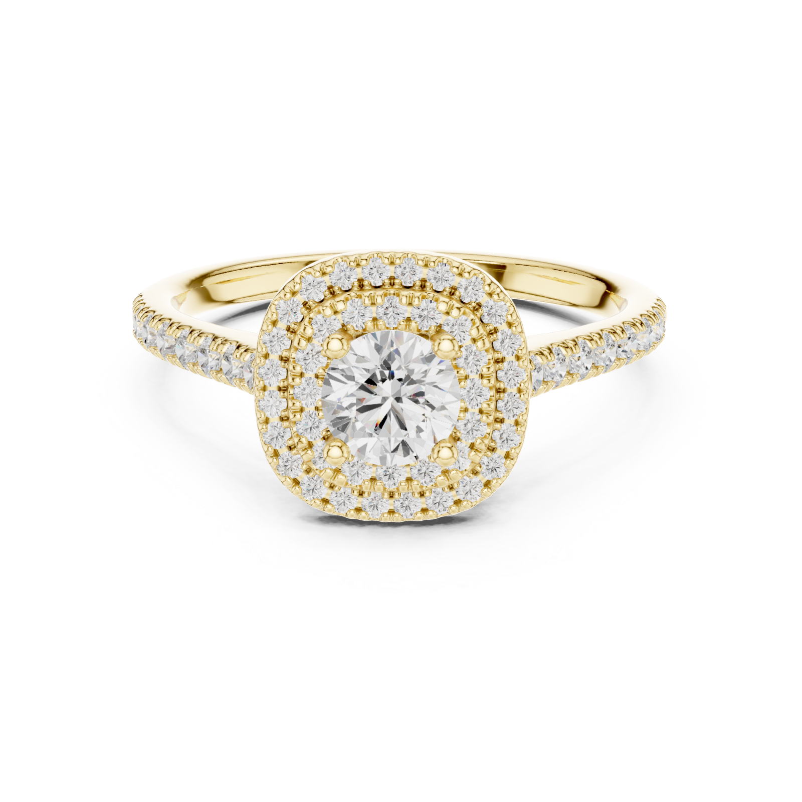  Gold Sunlit Embrace Halo Ring Front View