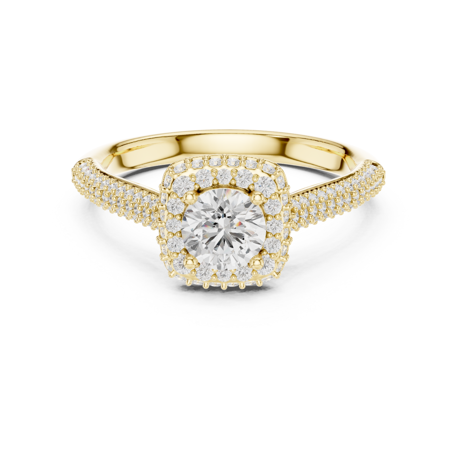  Gold Lustrous Halo Glow Ring Front View