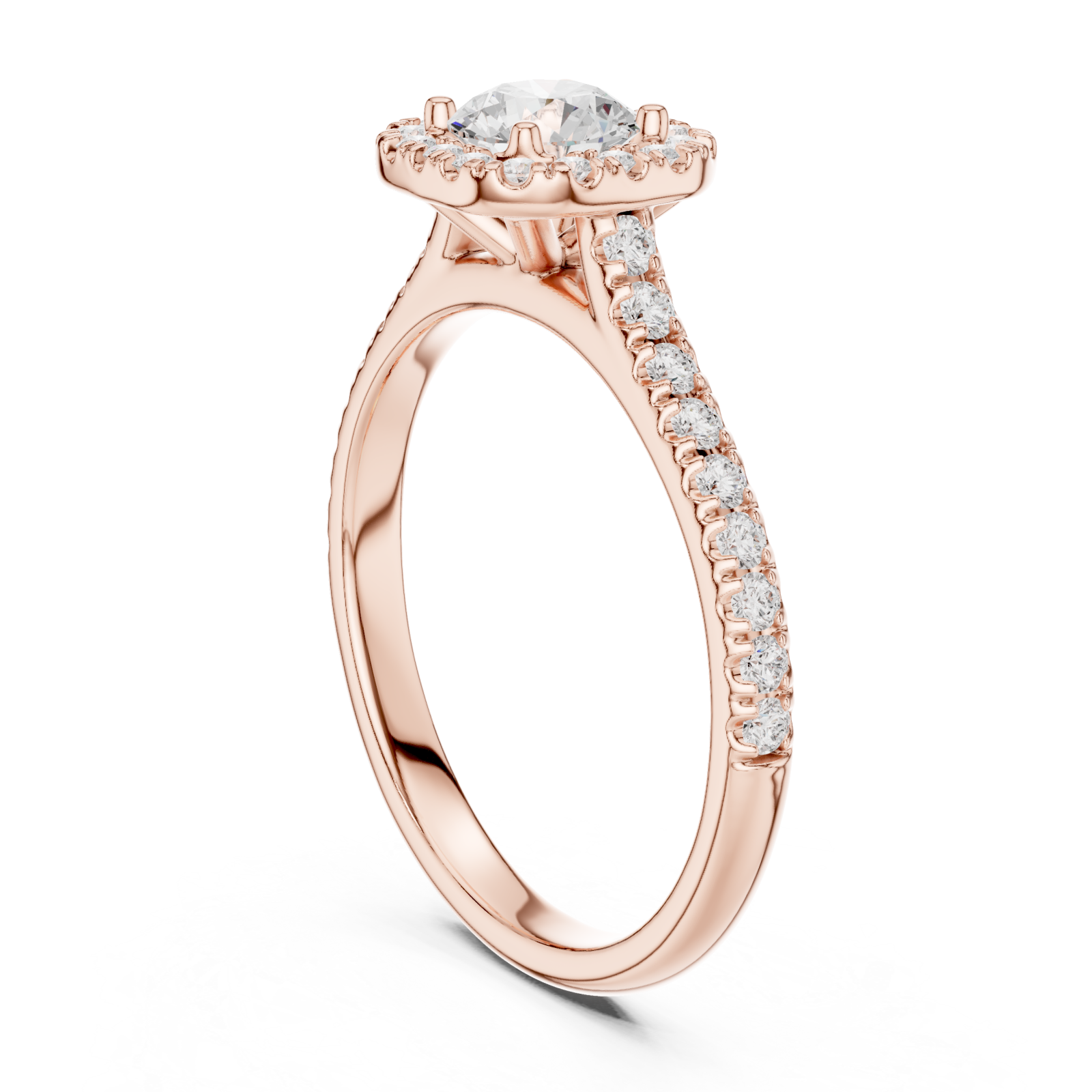  Rose Gold Empress Blossom Promise Solitaire Ring Left View