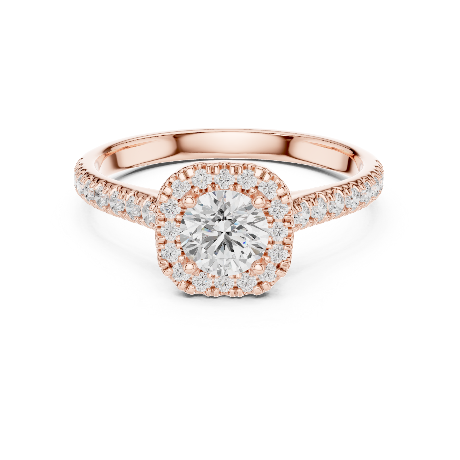  Rose Gold Empress Blossom Promise Solitaire Ring Front View