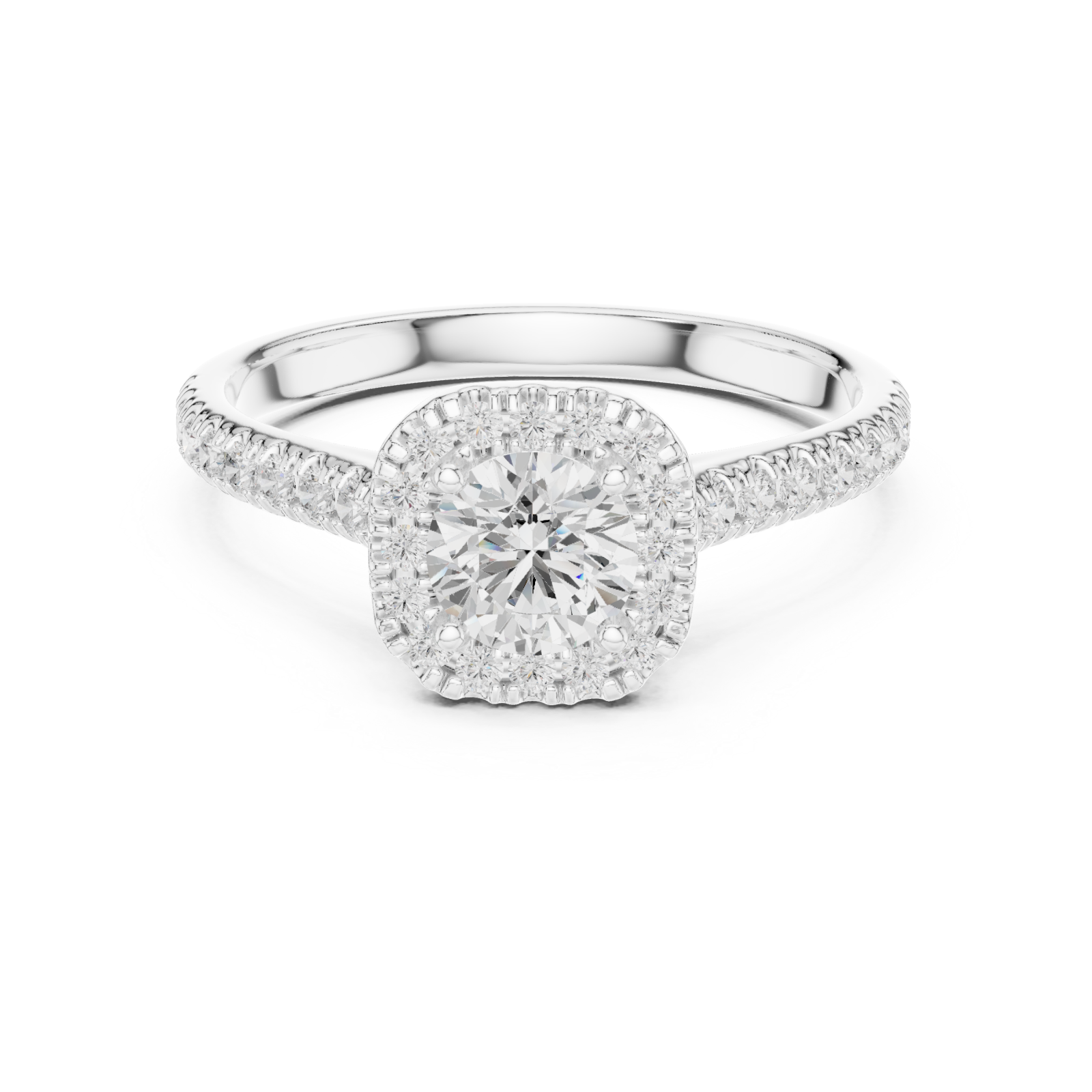  White Gold Empress Blossom Promise Solitaire Ring Front View
