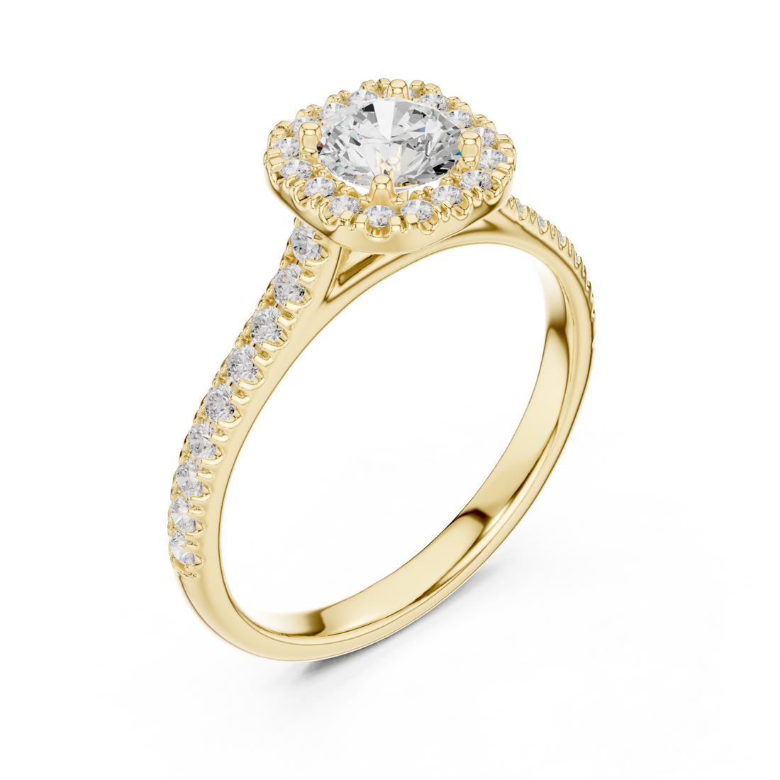 Gold Empress Blossom Promise Solitaire Ring Right View