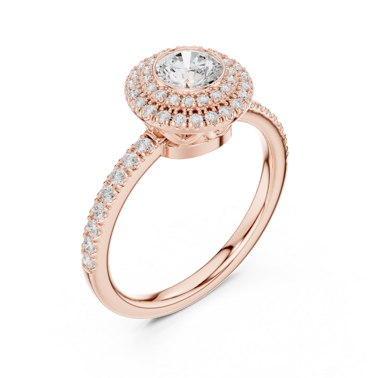  Rose Gold Celestial Harmony Double Halo Elegance Engagement Ring Right View