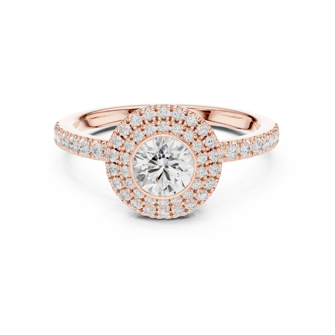  Rose Gold Celestial Harmony Double Halo Elegance Engagement Ring Right View