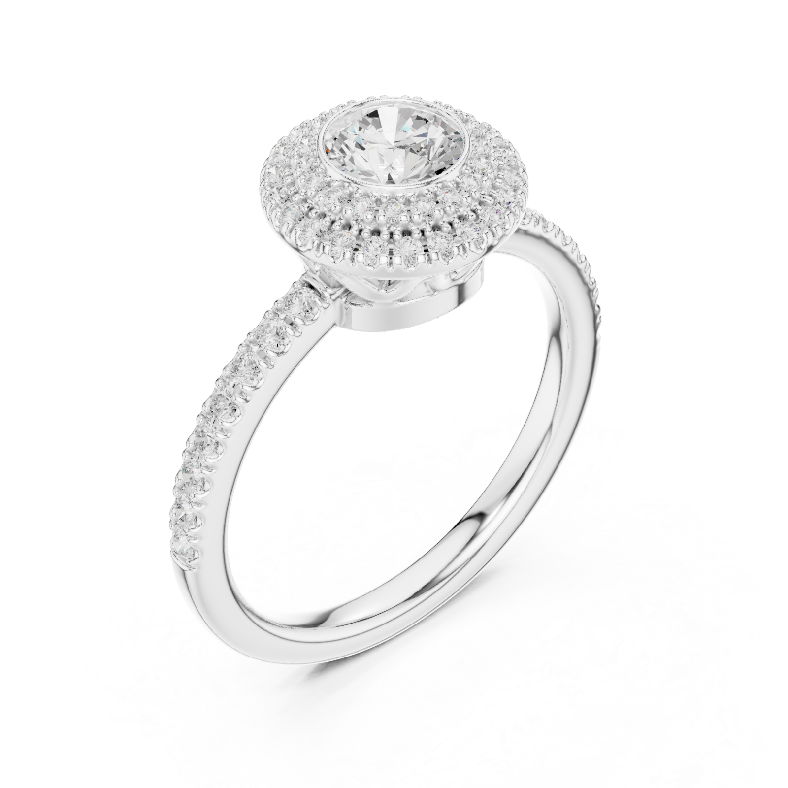  White Gold Celestial Harmony Double Halo Elegance Engagement Ring Right View