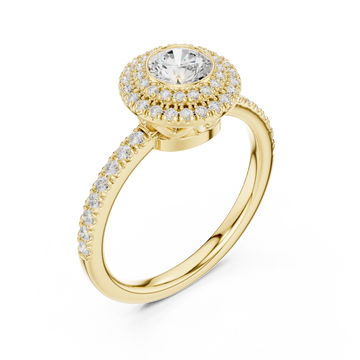 Gold Celestial Harmony Double Halo Elegance Engagement Ring Right View