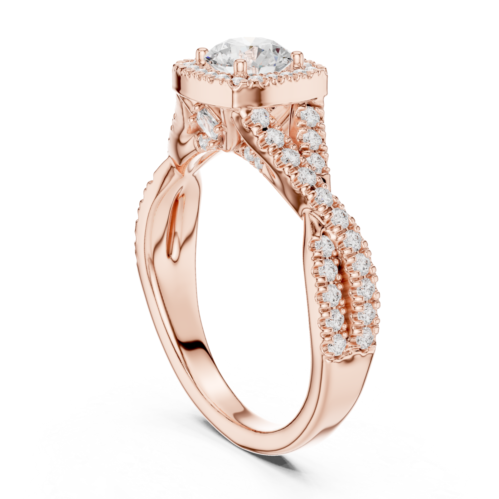  Rose Gold Radiance Halo Luxe Ring Left View
