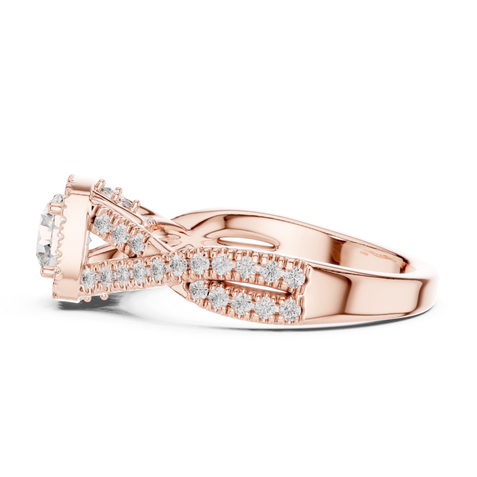  Rose Gold Radiance Halo Luxe Ring Side View