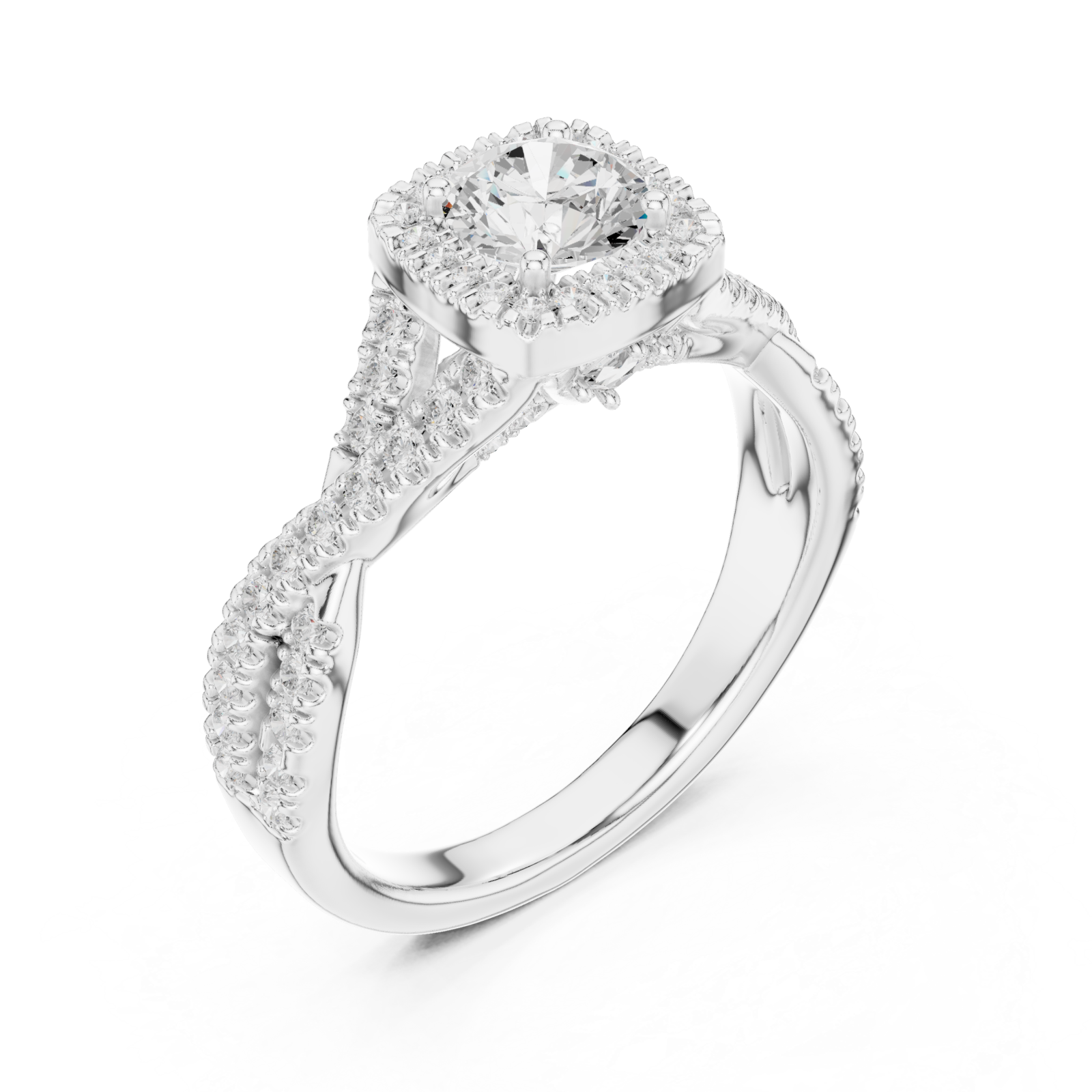 White Gold Radiance Halo Luxe Ring Right View
