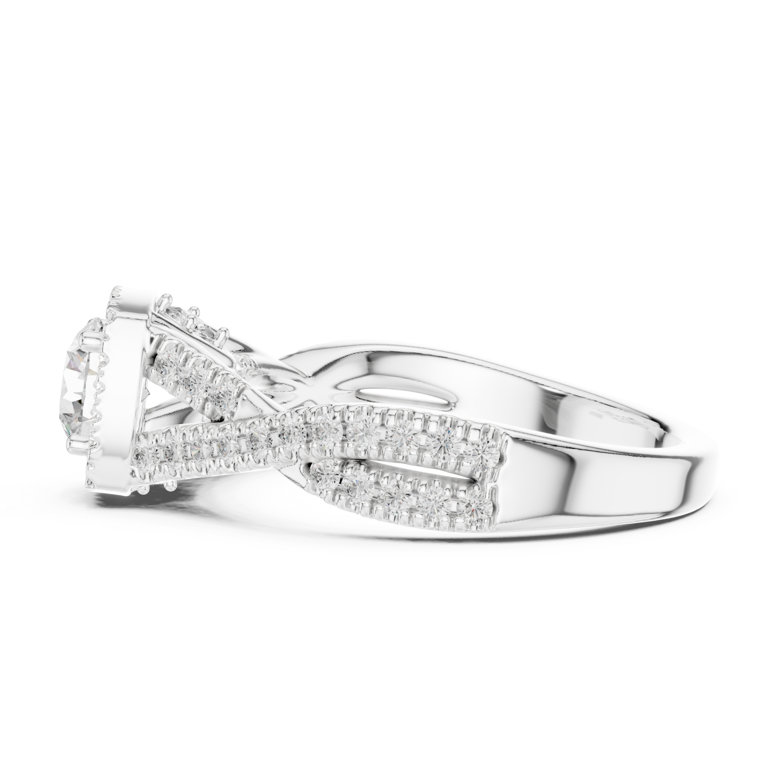  White Gold Radiance Halo Luxe Ring Side View