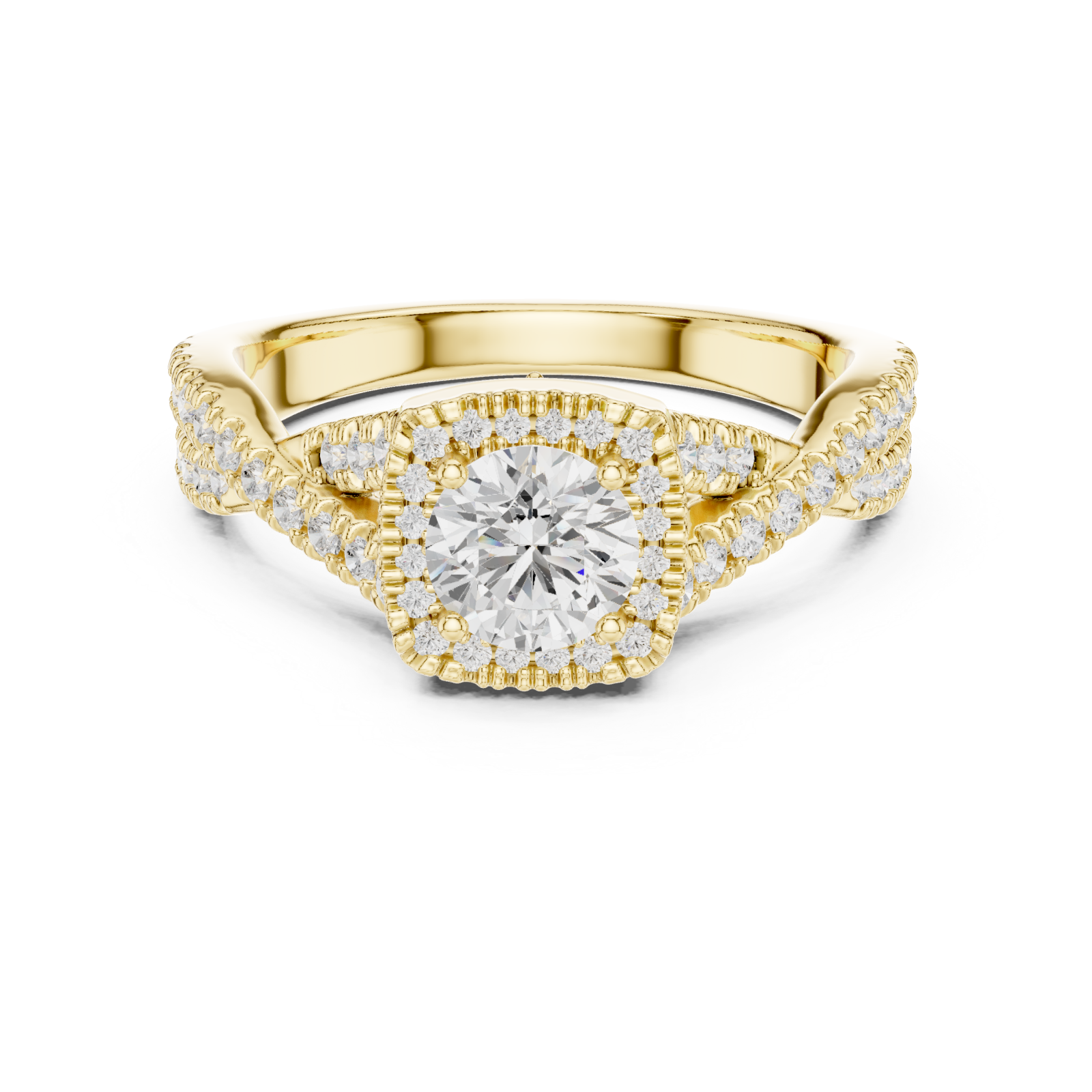 Gold Radiance Halo Luxe Ring Front View