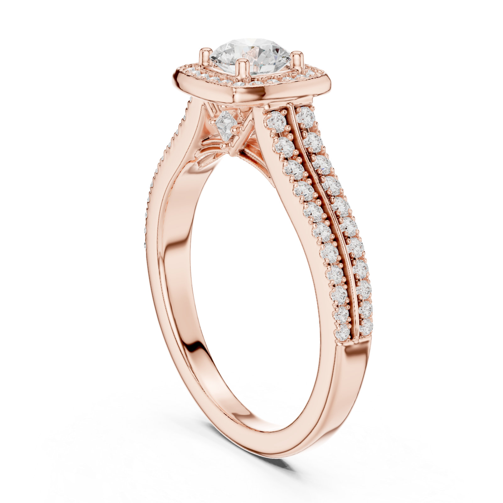  Rose Gold Royal Empress Crowned Elegance Solitaire Ring Left View