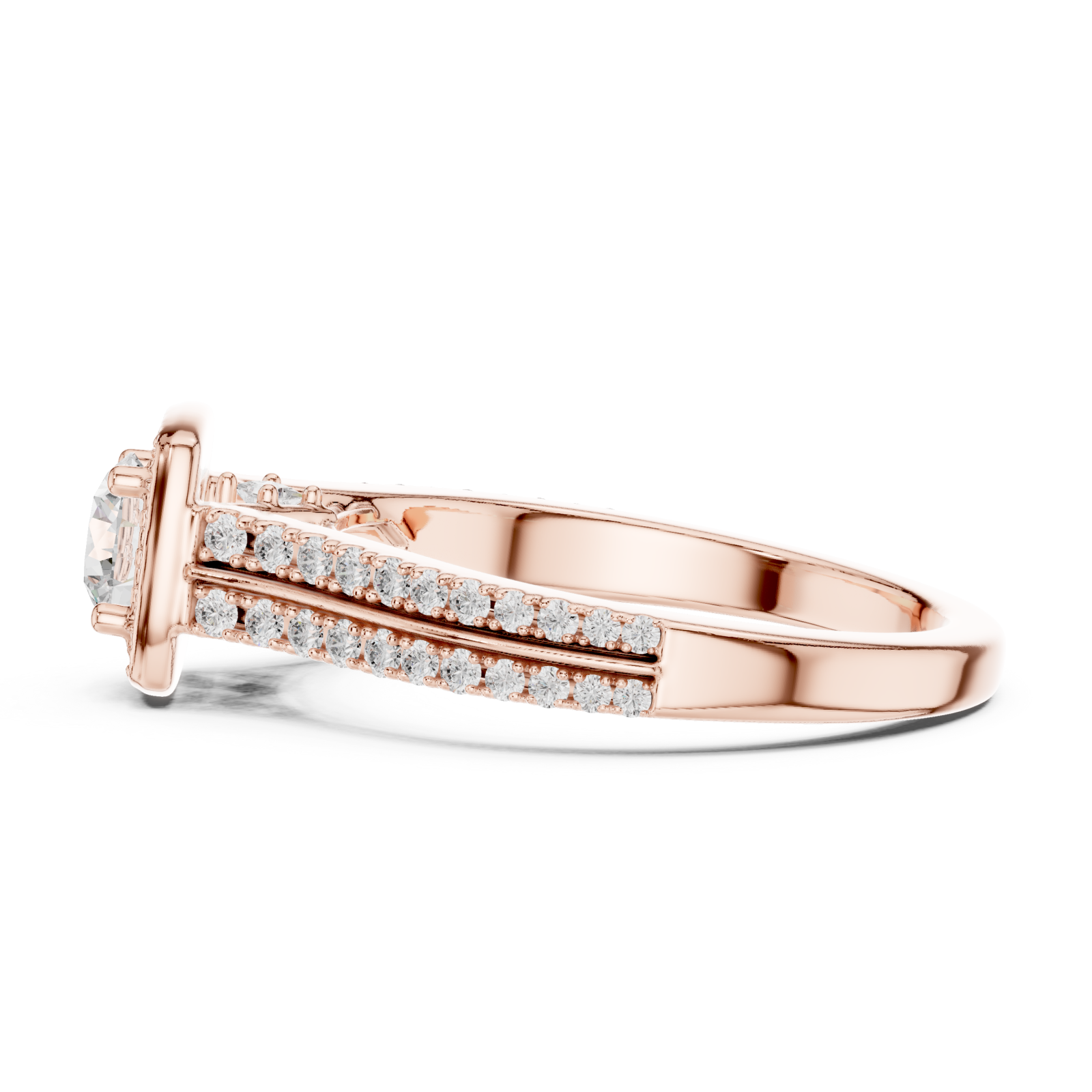  Rose Gold Royal Empress Crowned Elegance Solitaire Ring Side View