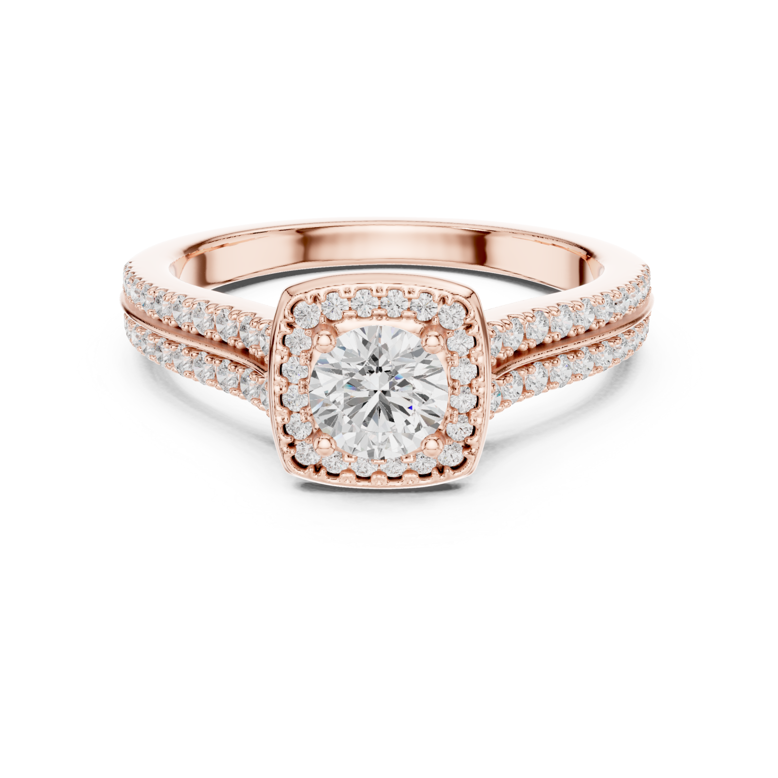  Rose Gold Royal Empress Crowned Elegance Solitaire Ring Front View