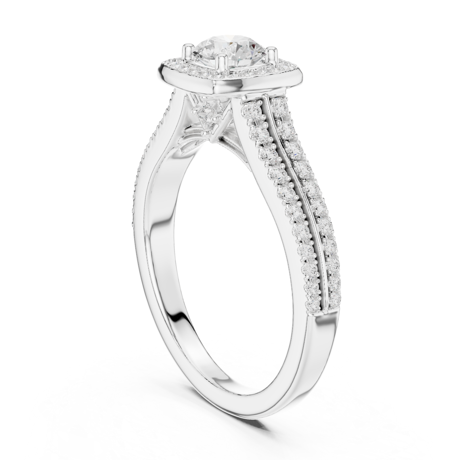  White Gold Royal Empress Crowned Elegance Solitaire Ring Left View
