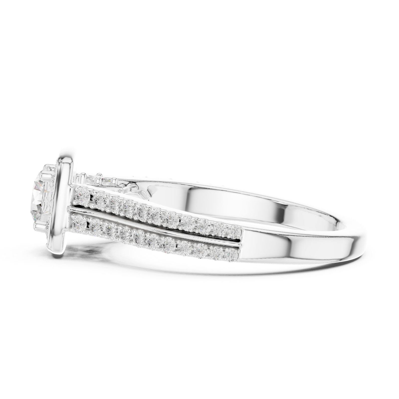  White Gold Royal Empress Crowned Elegance Solitaire Ring Side View