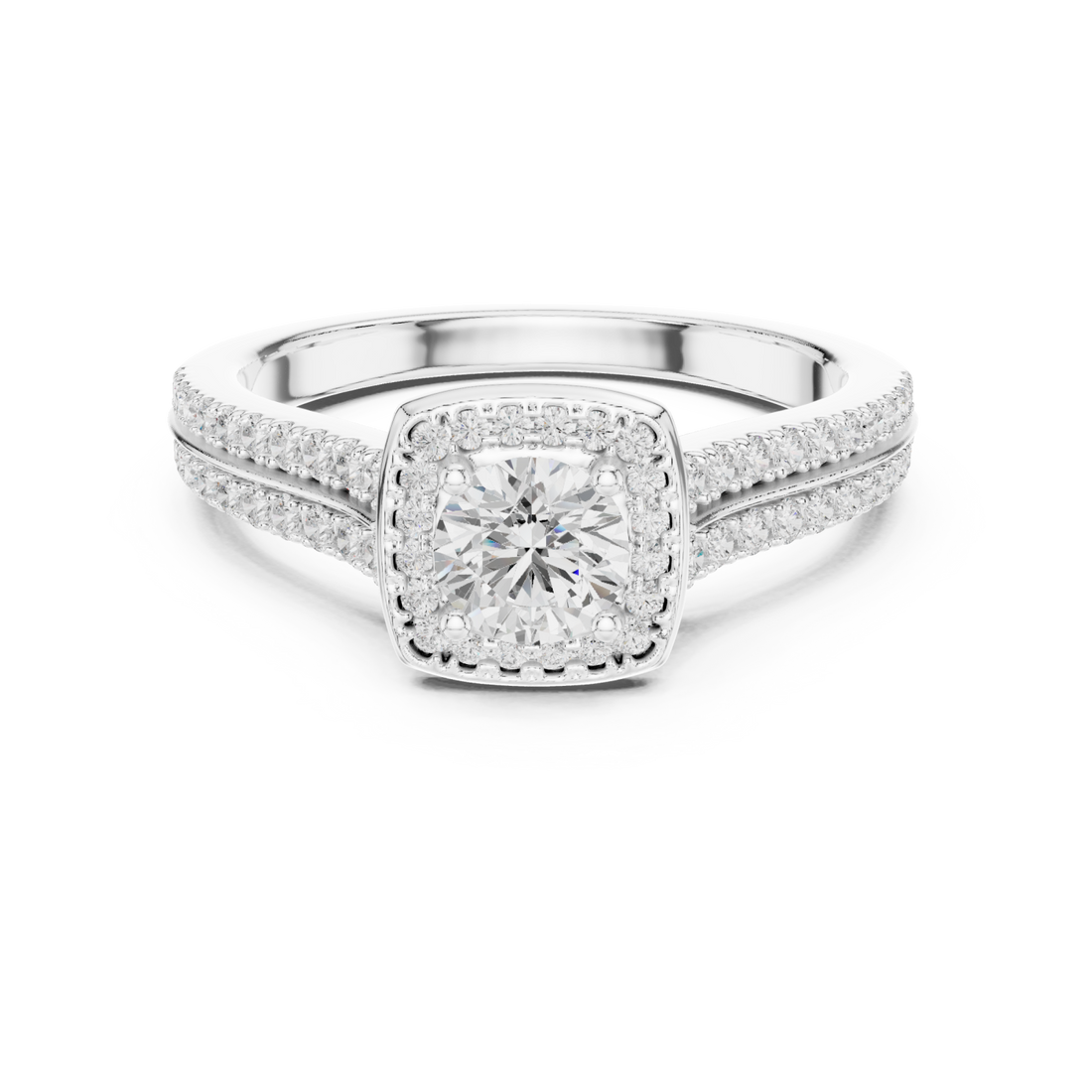 White Gold Royal Empress Crowned Elegance Solitaire Ring Right View