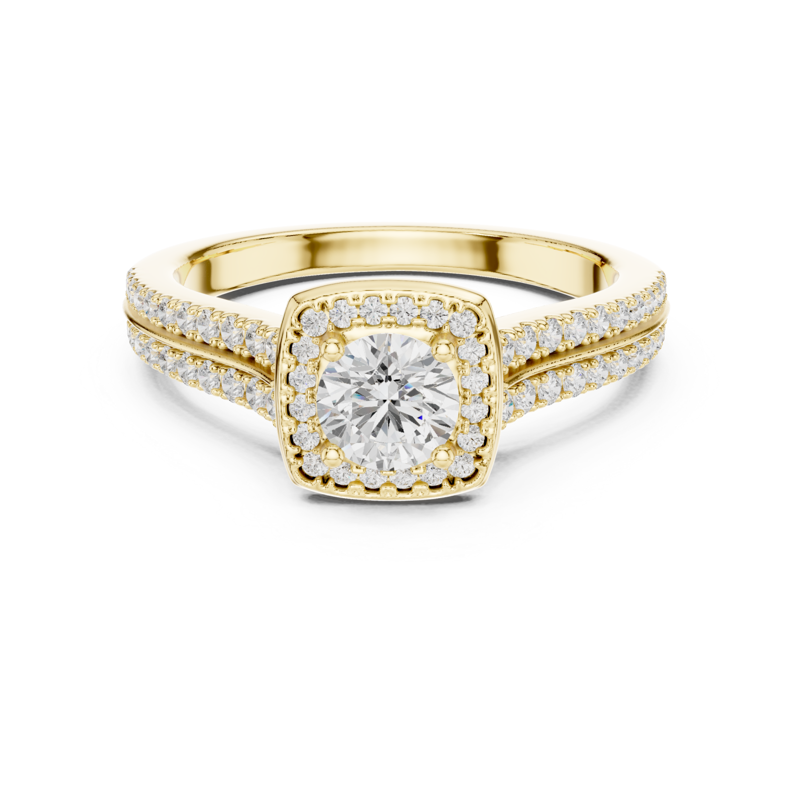  Gold Royal Empress Crowned Elegance Solitaire Ring Front View