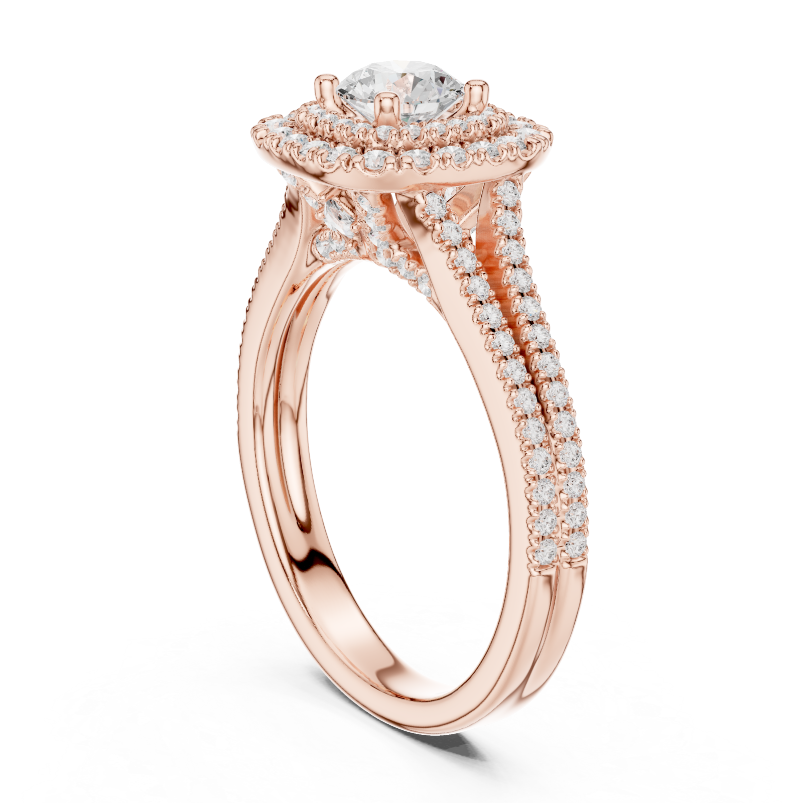  Rose Gold Radiant Crown Embrace Ring Left View