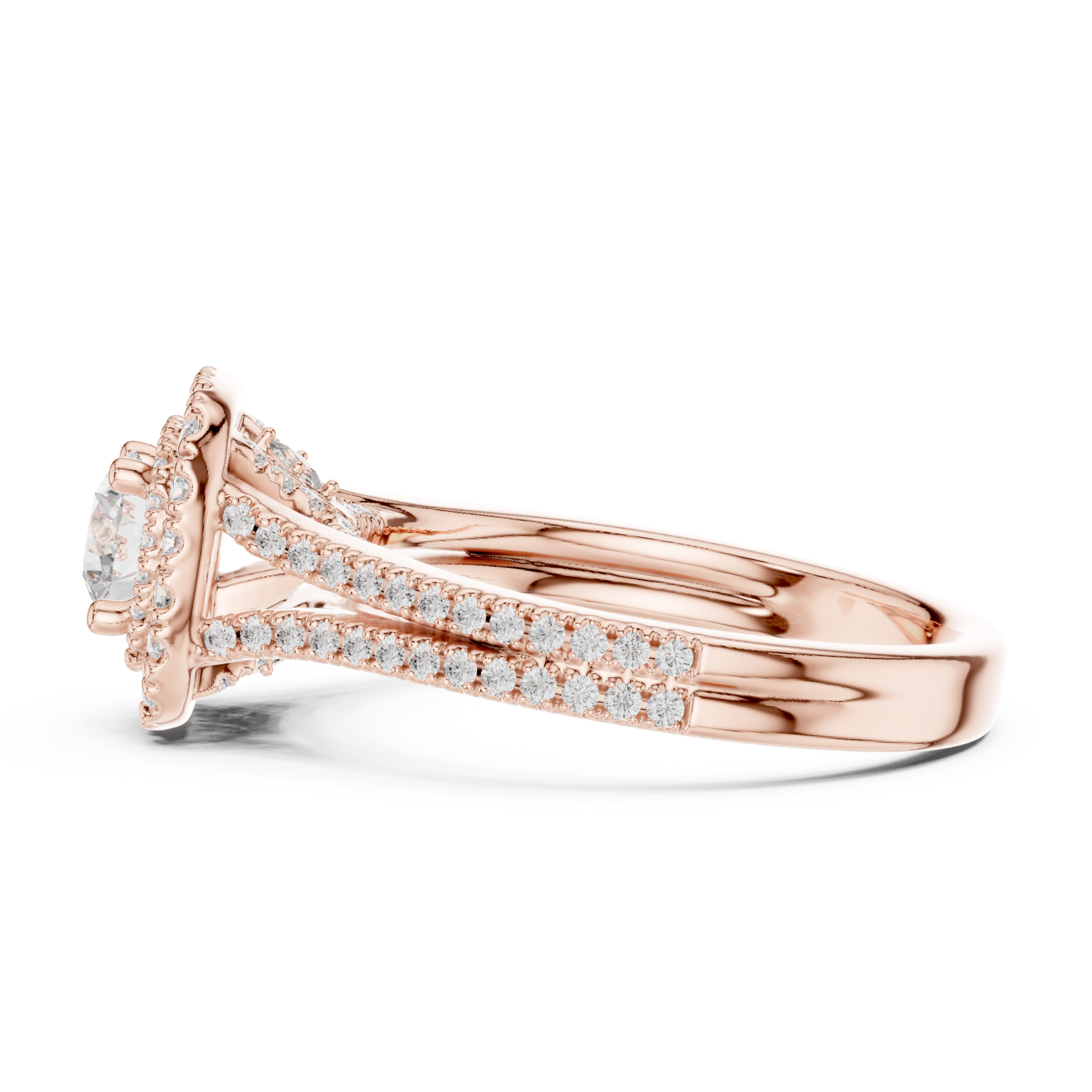  Rose Gold Radiant Crown Embrace Ring Side View