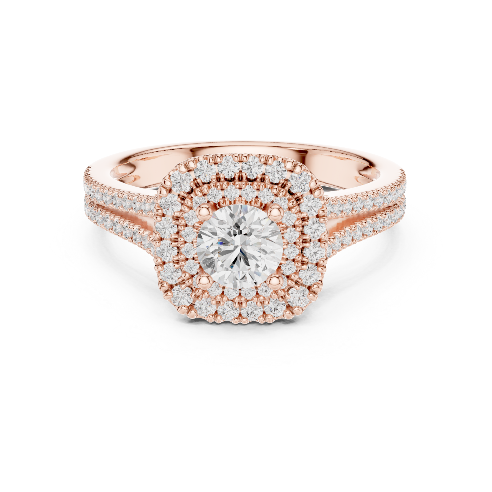  Rose Gold Radiant Crown Embrace Ring Front View