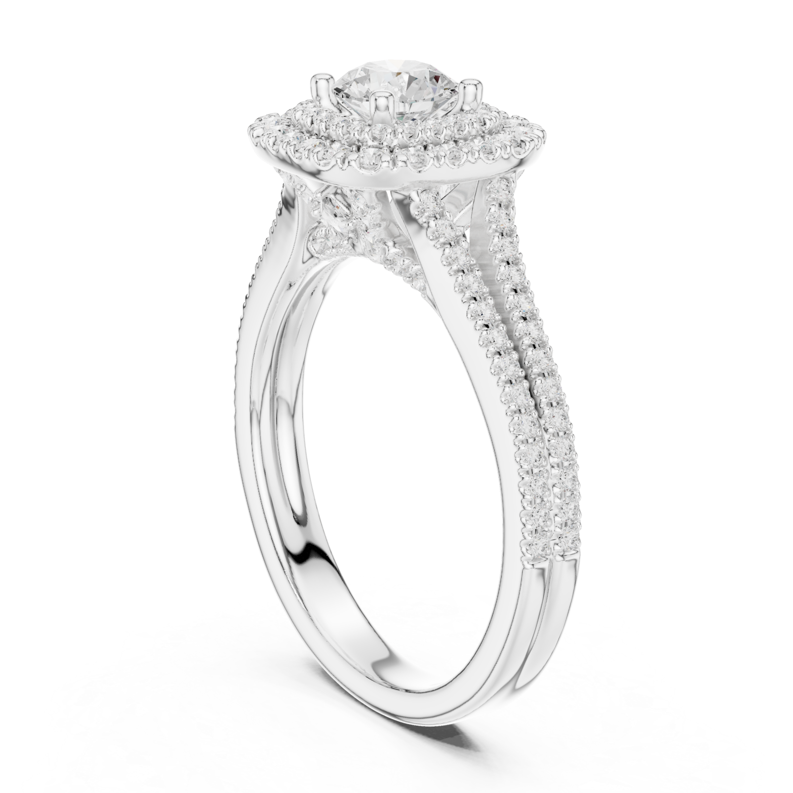  White Gold Radiant Crown Embrace Ring Left View