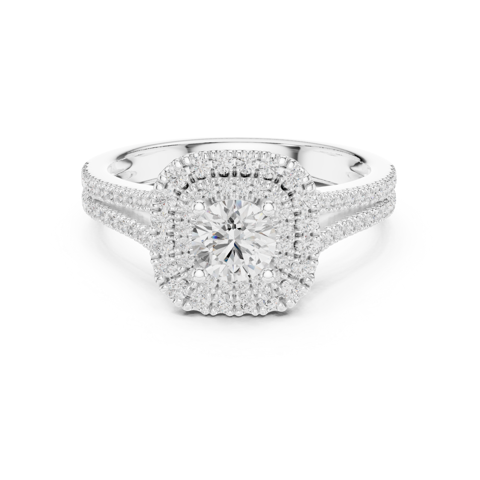  White Gold Radiant Crown Embrace Ring Front View