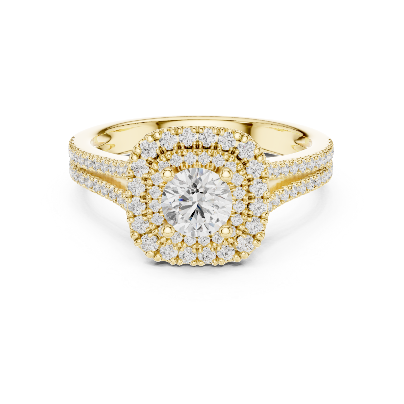  Gold Radiant Crown Embrace Ring Front View