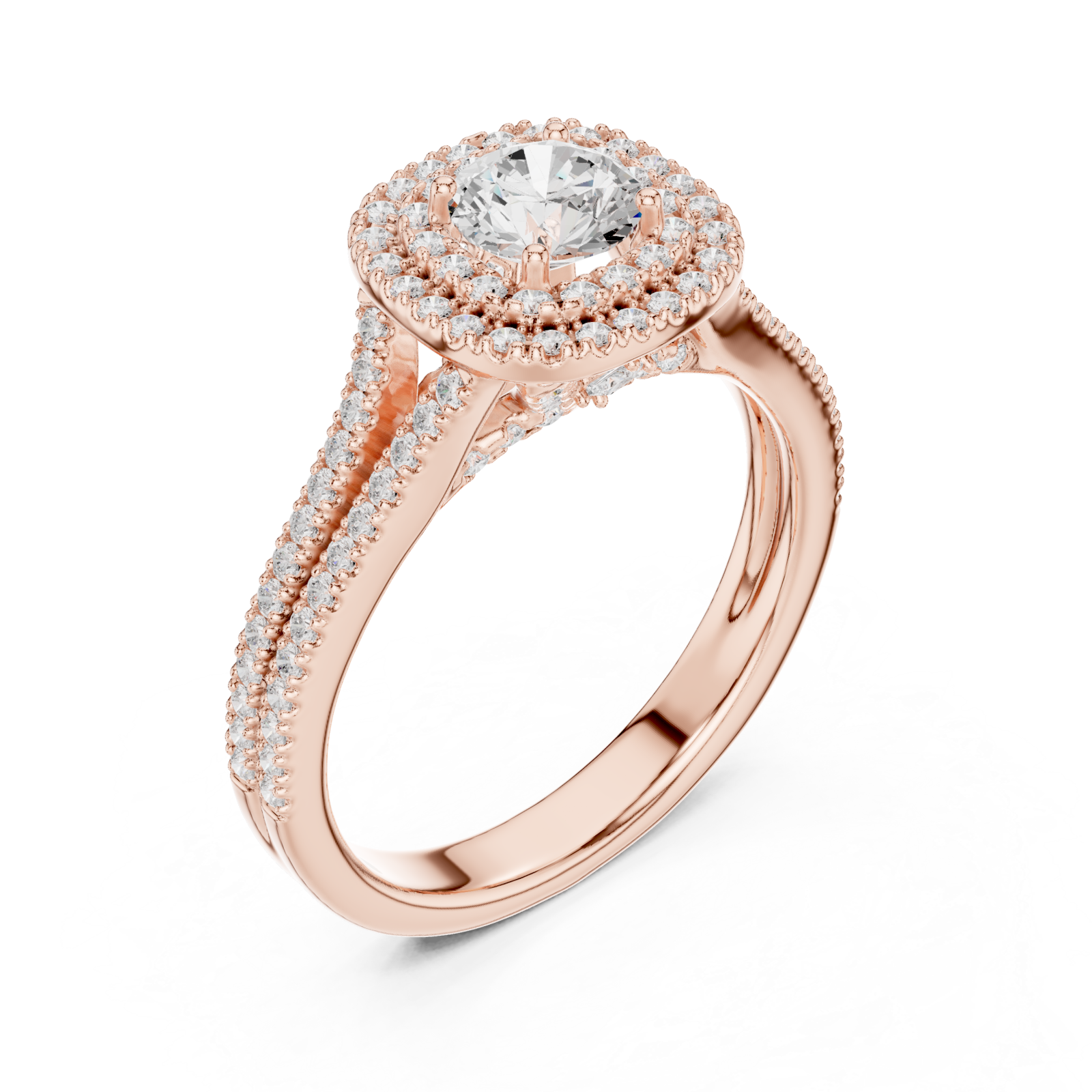  Rose Gold Lumina Double Halo Radiance Ring Right View