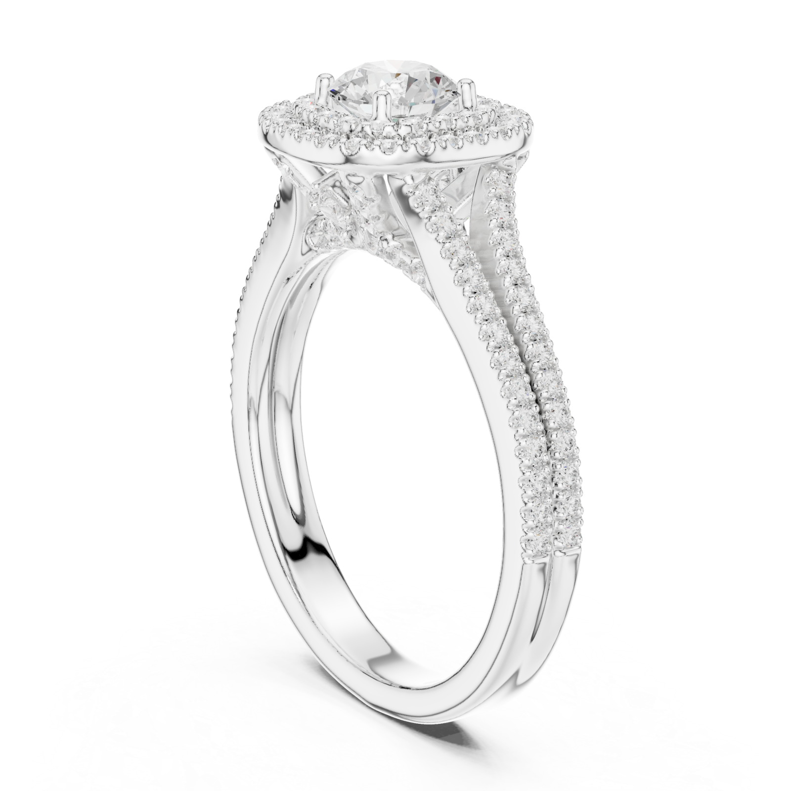  White Gold Lumina Double Halo Radiance Ring Left View