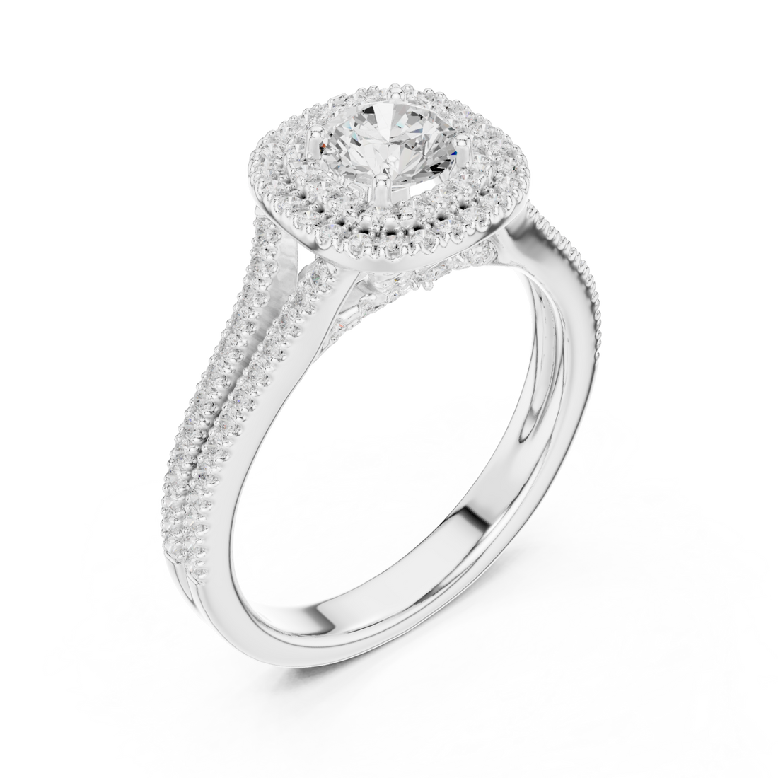  White Gold Lumina Double Halo Radiance Ring Right View