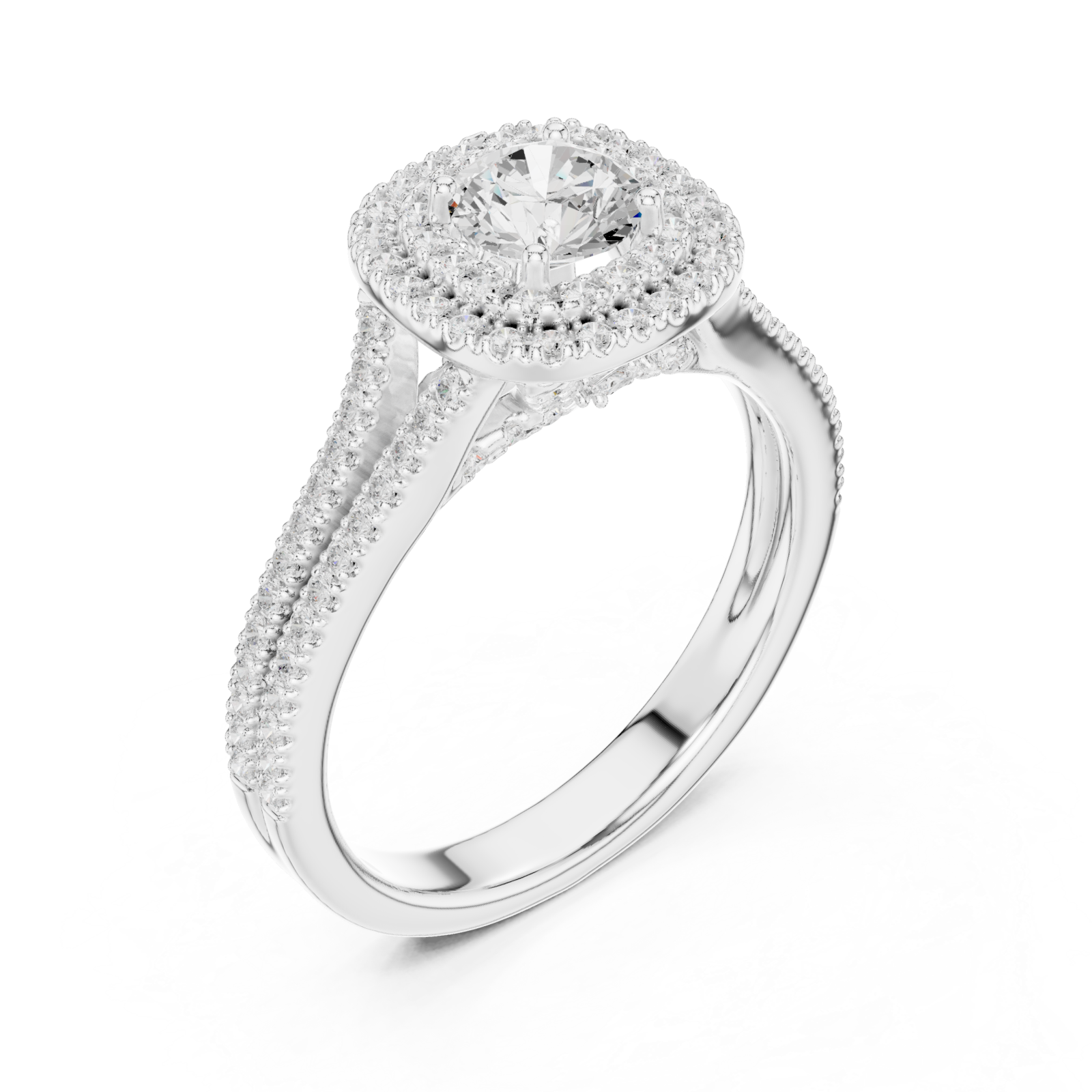  White Gold Lumina Double Halo Radiance Ring Right View