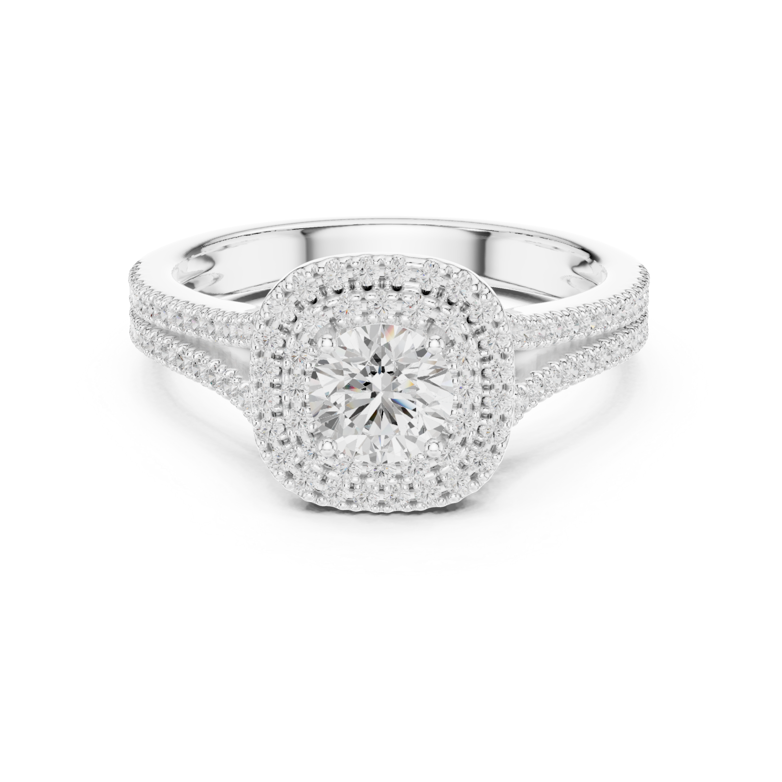  White Gold Lumina Double Halo Radiance Ring Front View