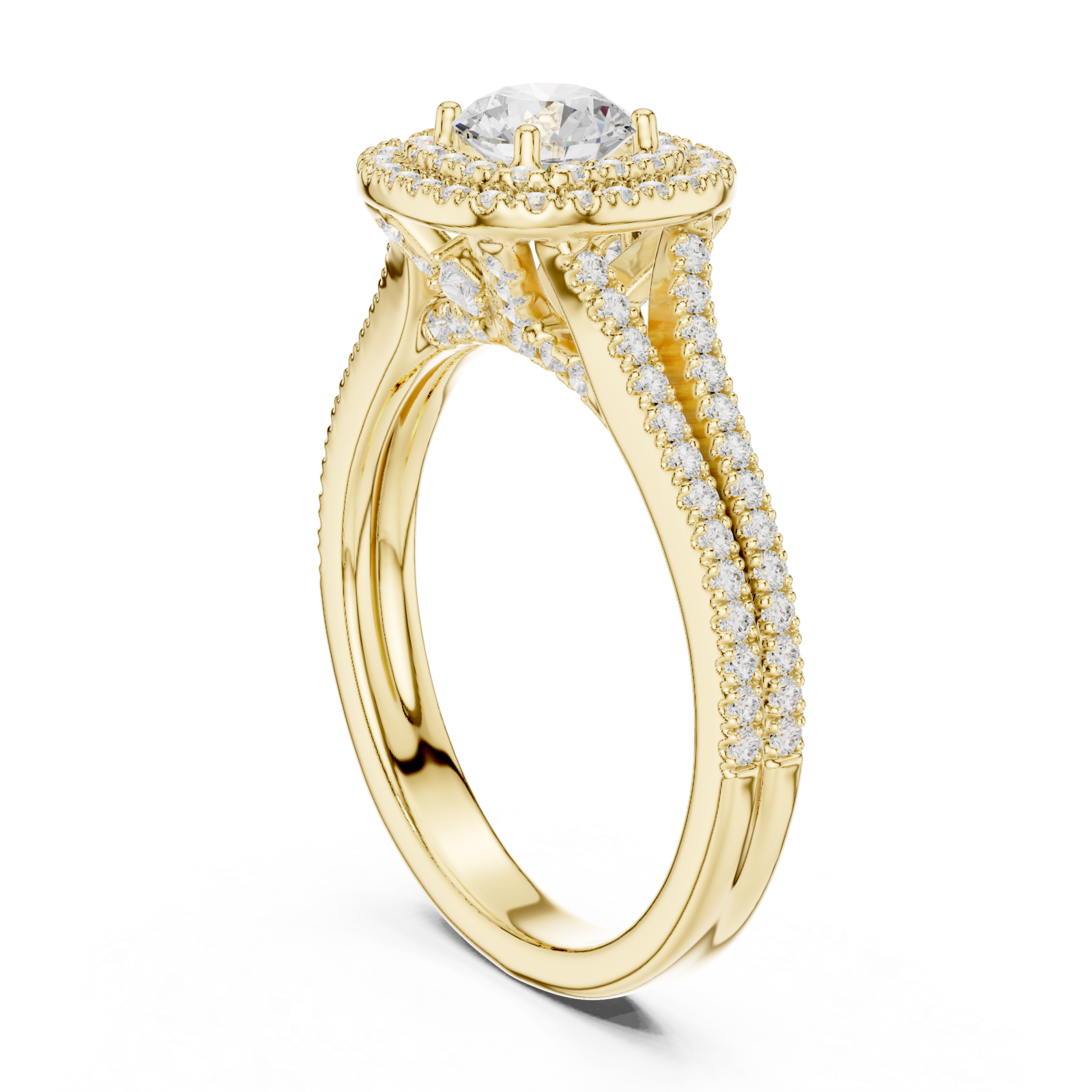  Gold Lumina Double Halo Radiance Ring Left View