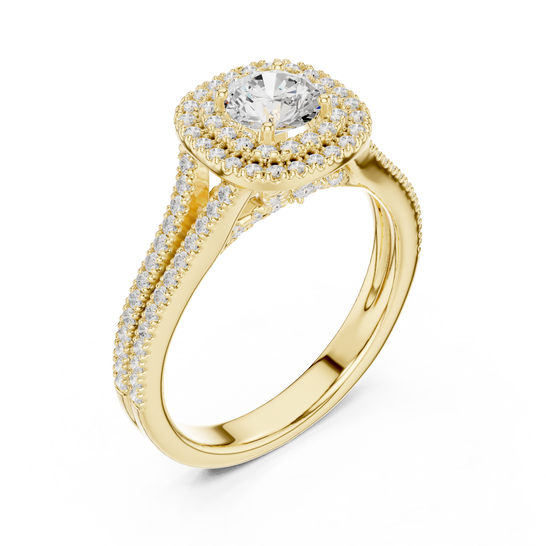 Gold Lumina Double Halo Radiance Ring Right View