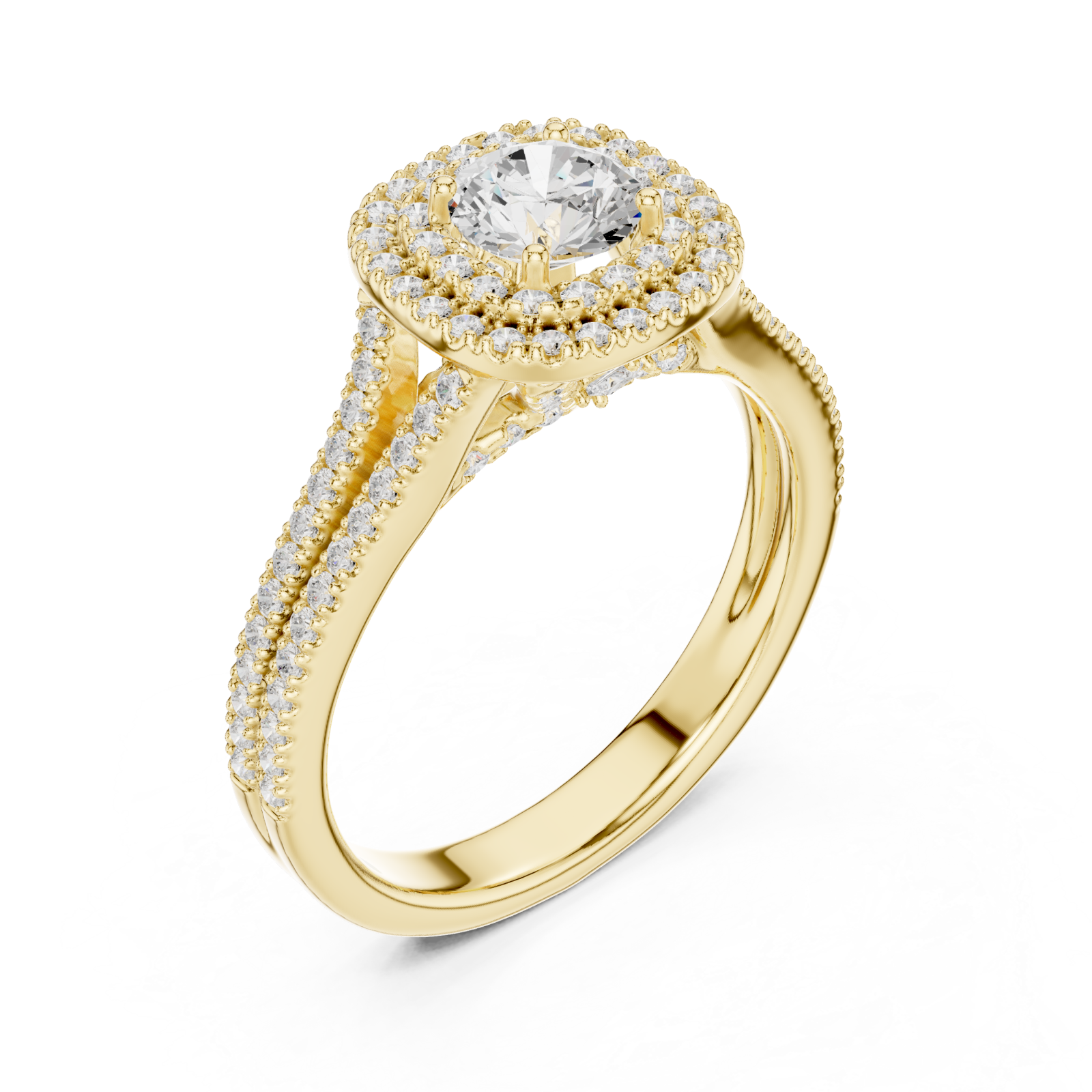 Gold Lumina Double Halo Radiance Ring Right View