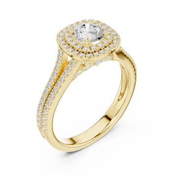 Gold Lumina Double Halo Radiance Ring Right View