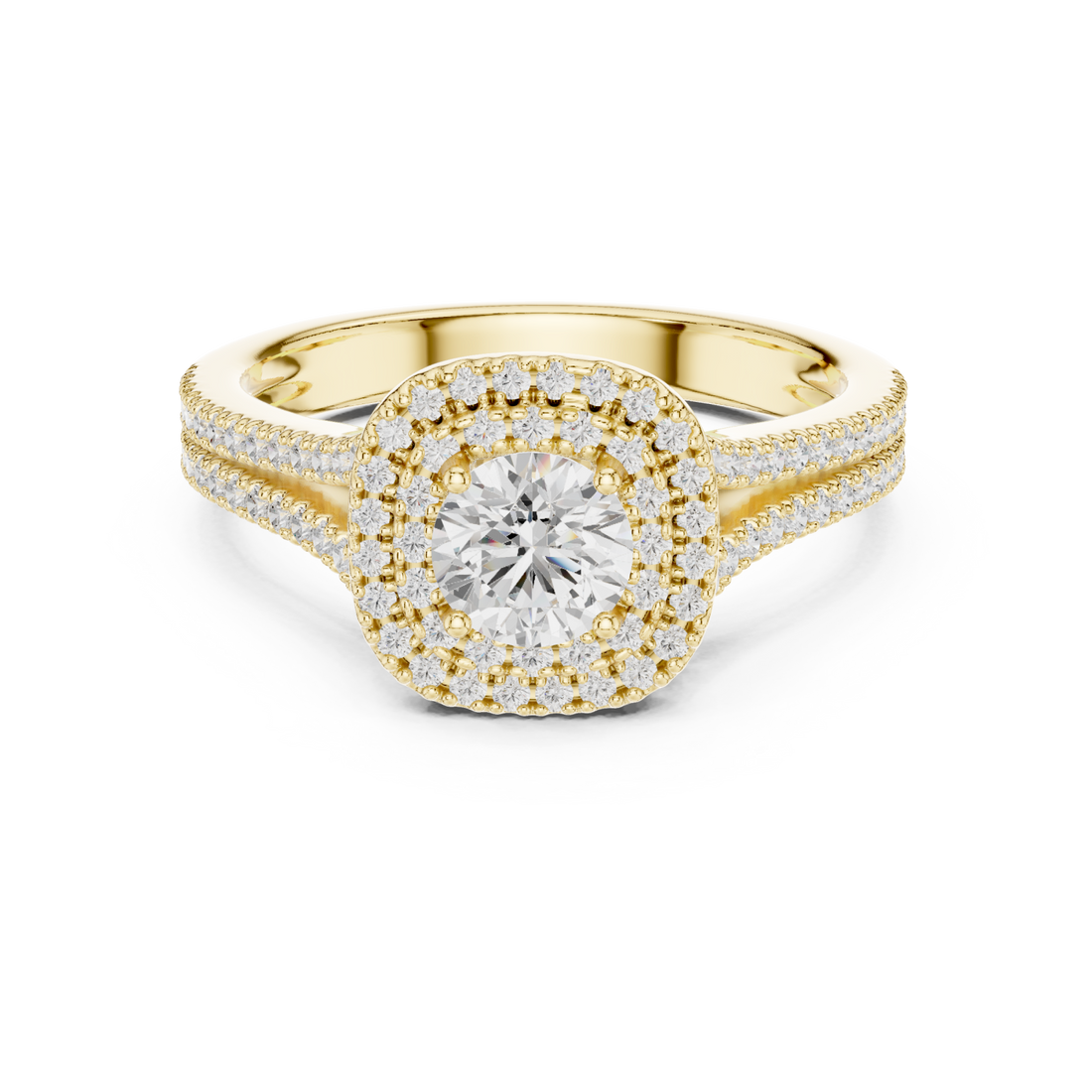 Gold Lumina Double Halo Radiance Ring Right View