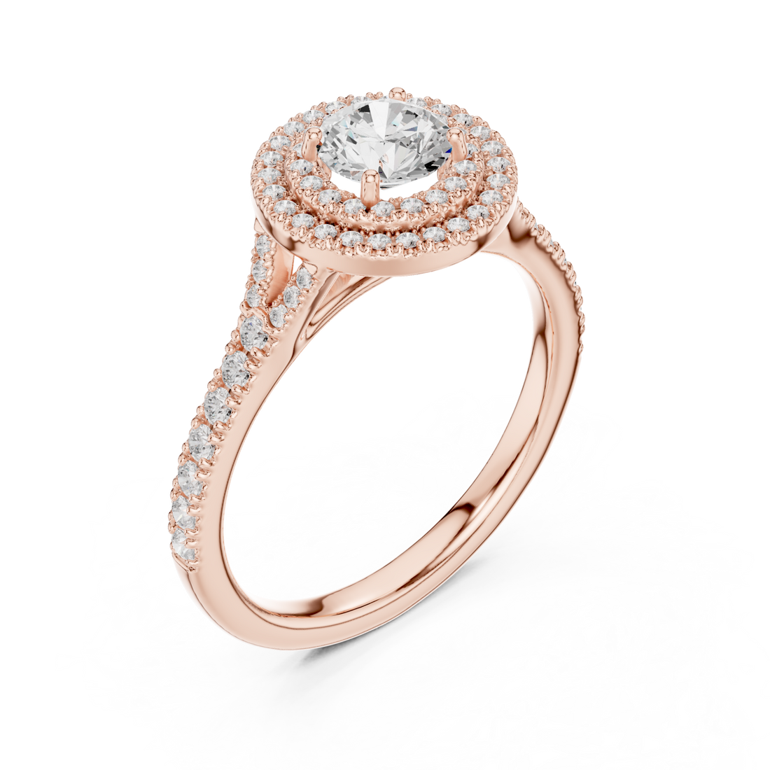  Rose Gold Serene Embrace Radiant Round Ring Right View