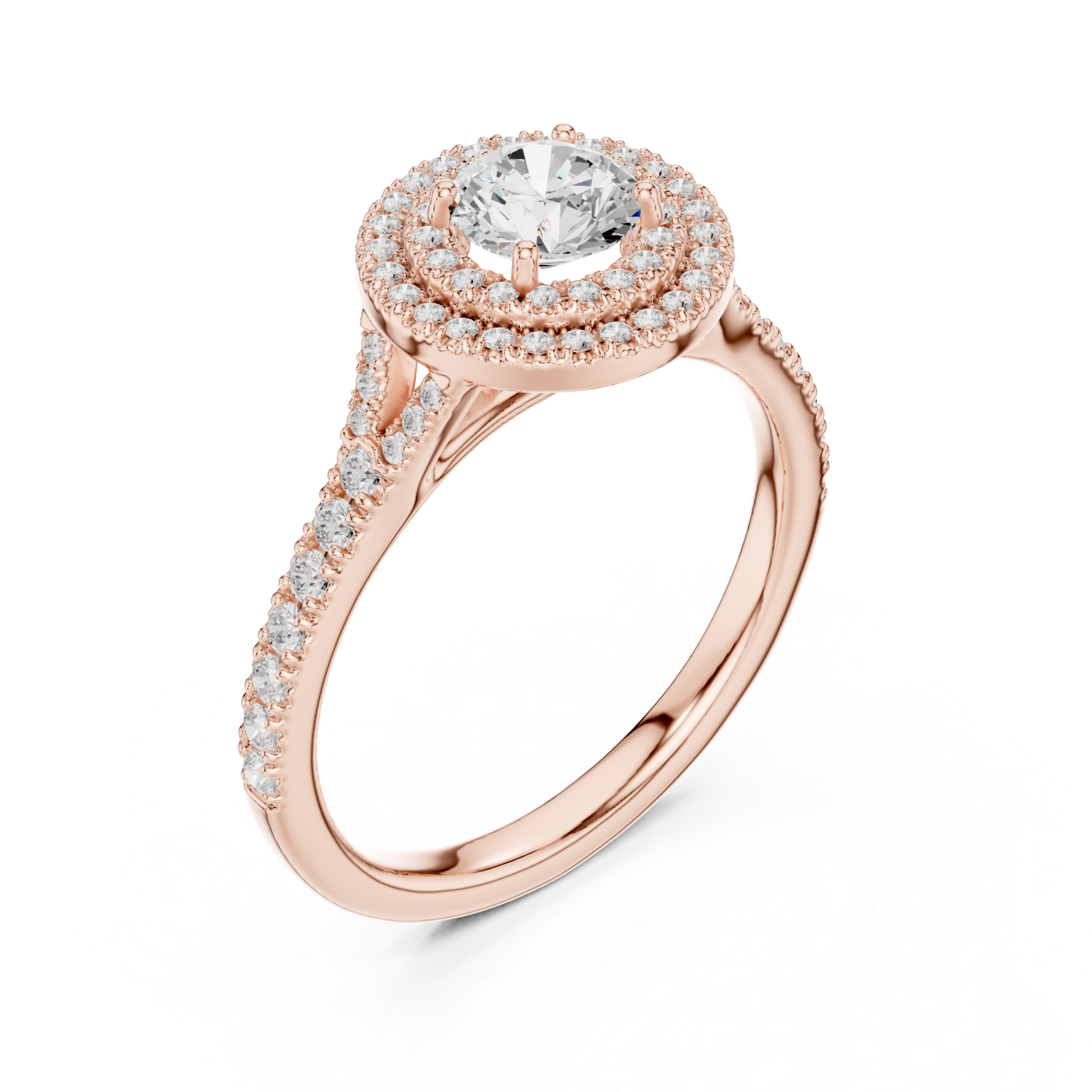  Rose Gold Serene Embrace Radiant Round Ring Right View