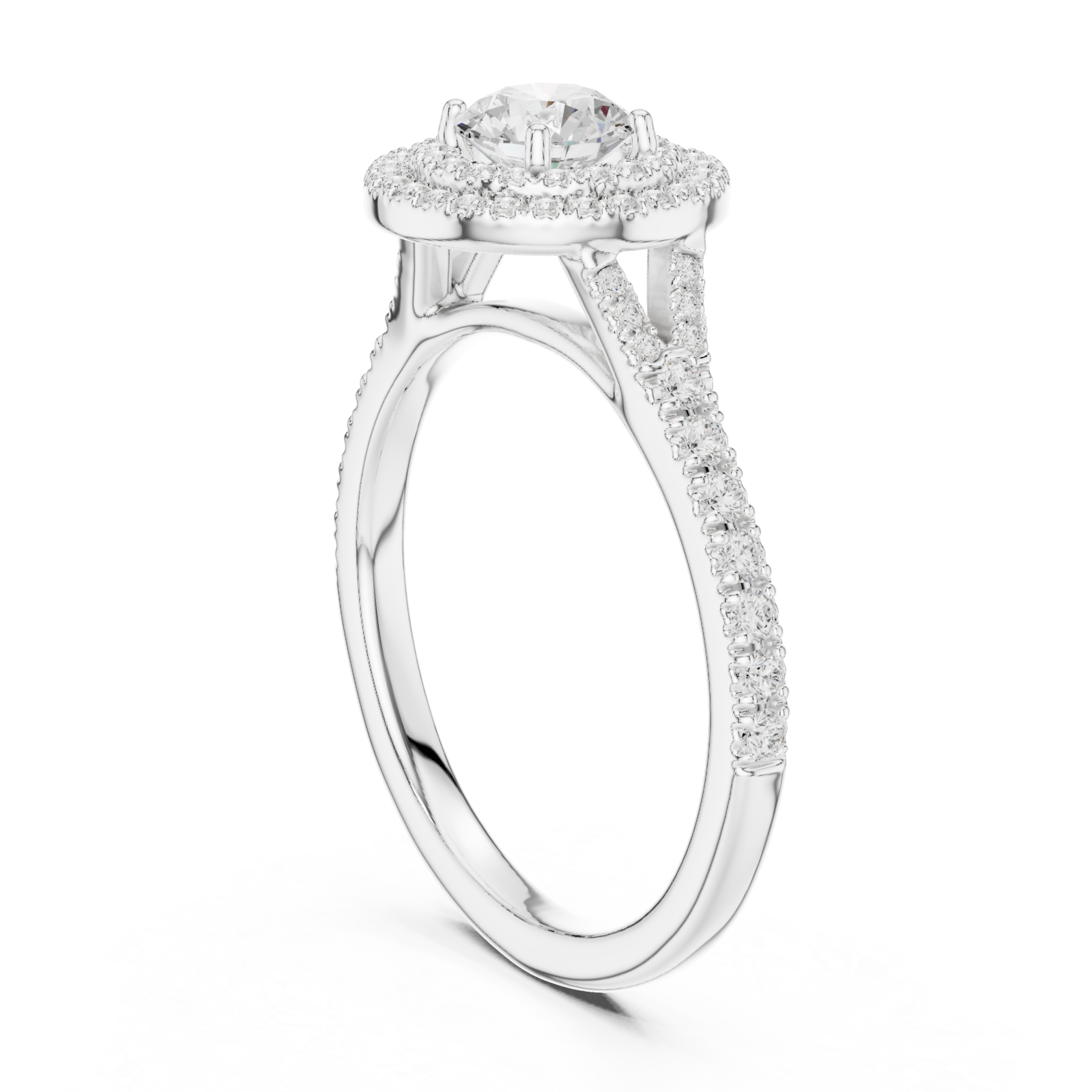  White Gold Serene Embrace Radiant Round Ring Left View
