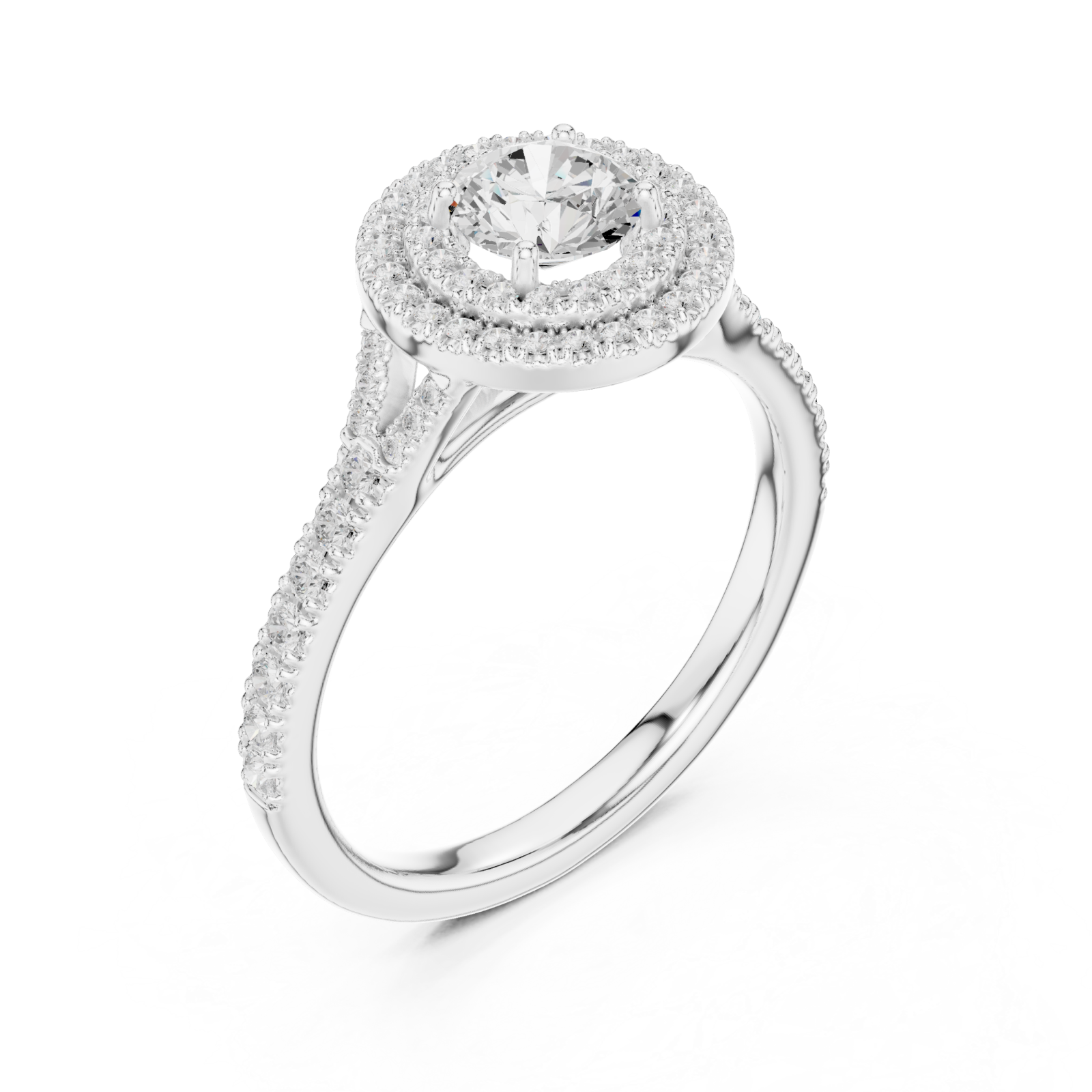  White Gold Serene Embrace Radiant Round Ring Right View