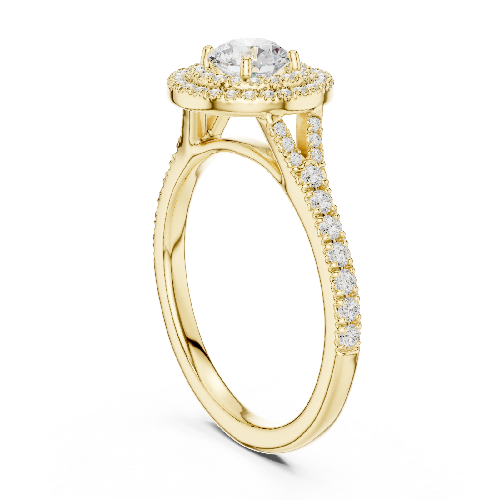  Gold Serene Embrace Radiant Round Ring Left View