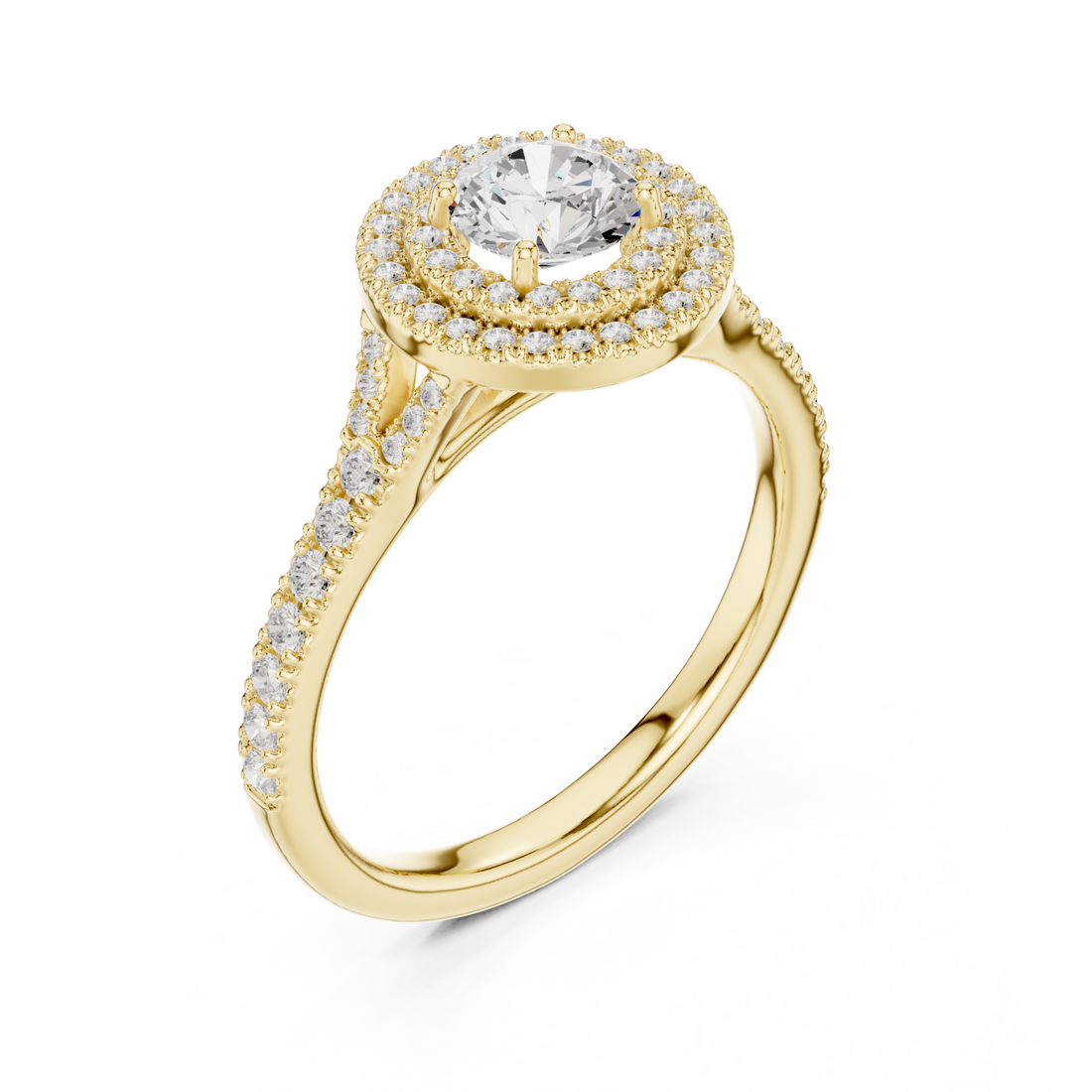 Gold Serene Embrace Radiant Round Ring Right View
