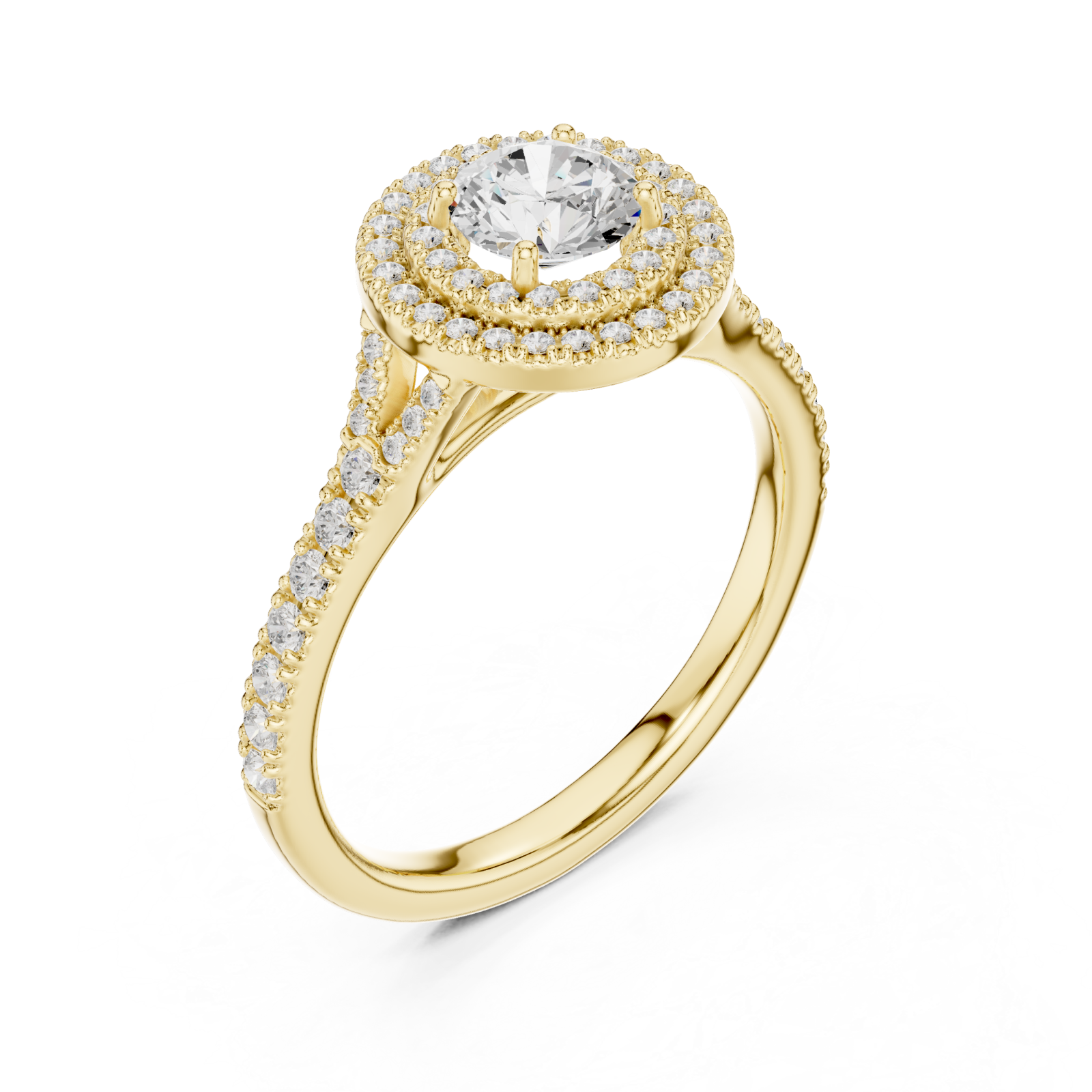 Gold Serene Embrace Radiant Round Ring Right View
