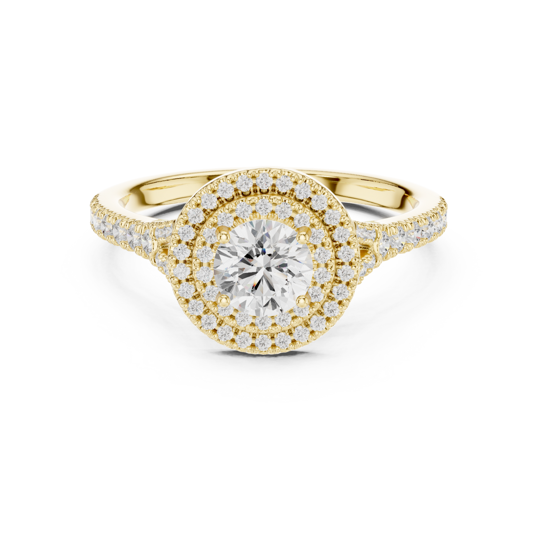 Gold Serene Embrace Radiant Round Ring Right View