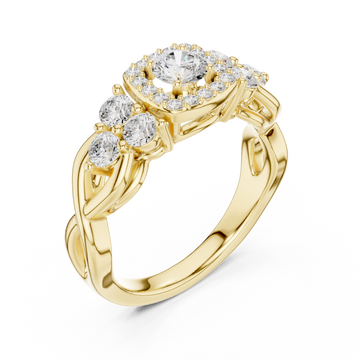 Gold Lustrous Crown Halo Ring Right View