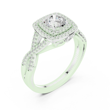  White Gold Serene Aura Cushion Setting Engagement Ring Right View