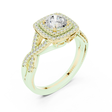 Gold Serene Aura Cushion Setting Engagement Ring Right View