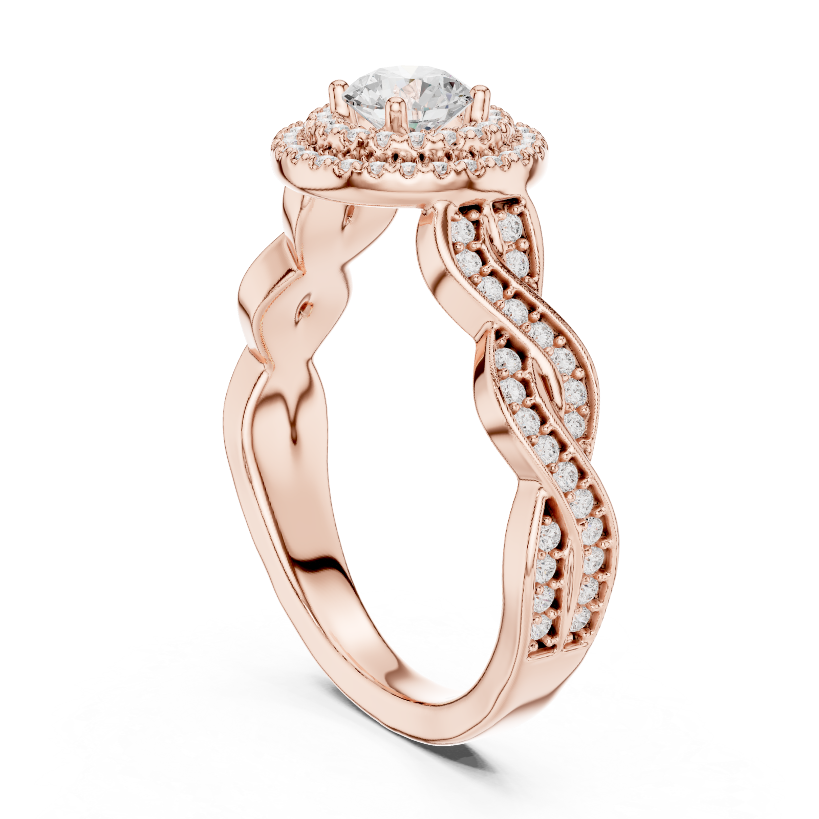  Rose Gold Twilight Embrace Halo Ring Left View
